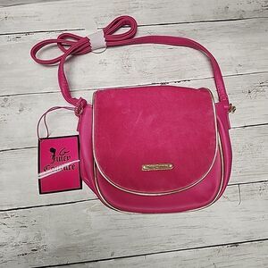 NWT Vintage Y2K Juicy Couture Velour Faux Leather Crossbody Mini Small Bag Pink